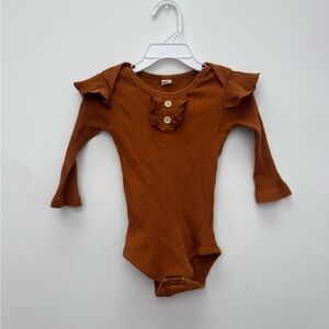 Mustard Brown/Rust Ruffled Kids One Piece